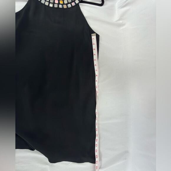 Alice & Olivia Black Lined Silk Dress with Jeweled Collar Size Small - Picture 8 of 8